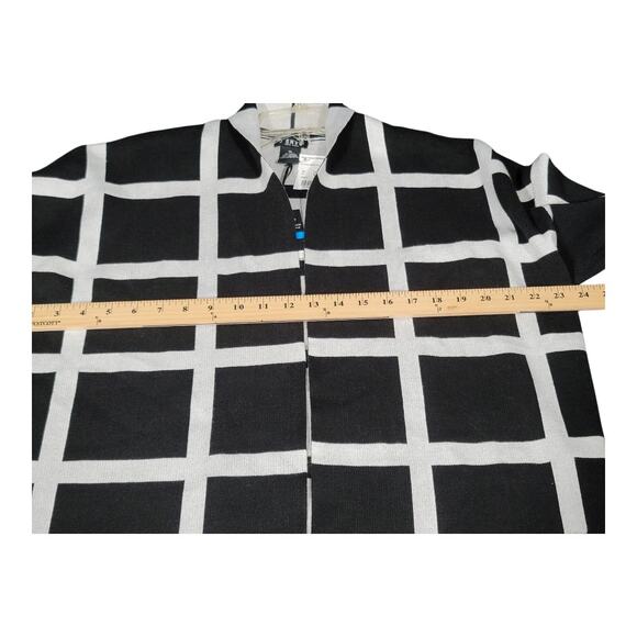 J'envie/Eli NY Reversible Window Pane Black White Cardigan Women's Size XL NWT‎ - Picture 6 of 9